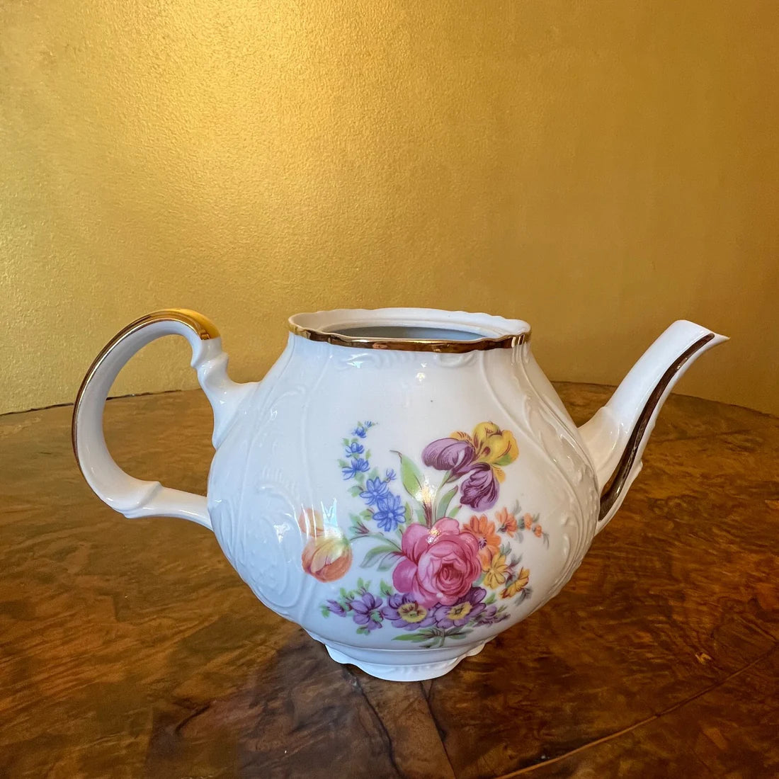 Vintage LC Bernadotte Floral Gold Trim Teapot