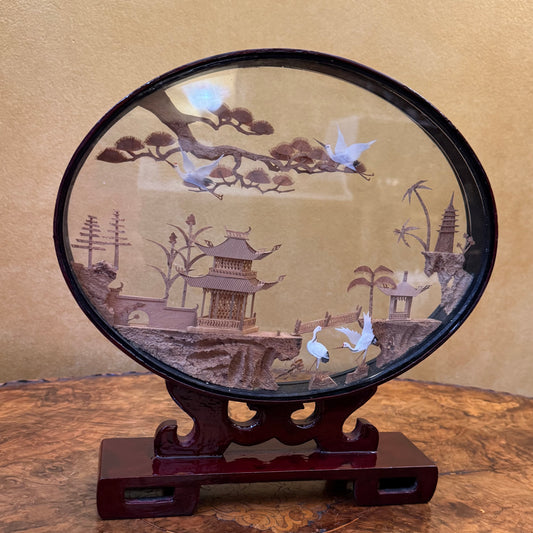 Vintage Lacquered Chinese Cork Diorama