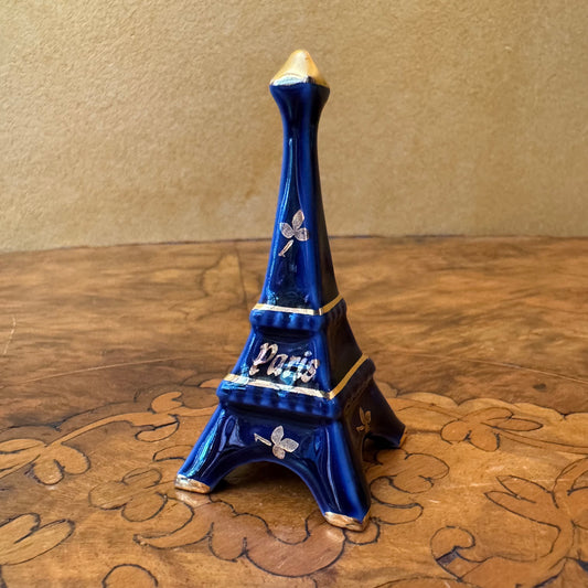 Vintage Limoges Eiffel Tower Cobalt Blue Ornament 