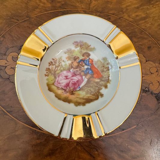 Vintage Limoges France Courting Print Ashtray 