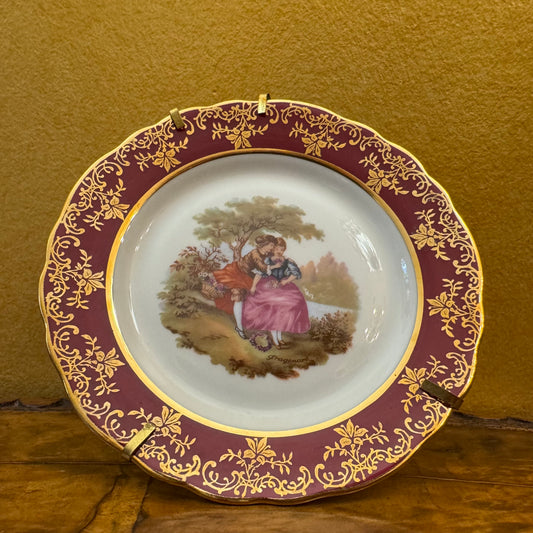 Vintage Limoges France Fragonard Courting Print Plate 