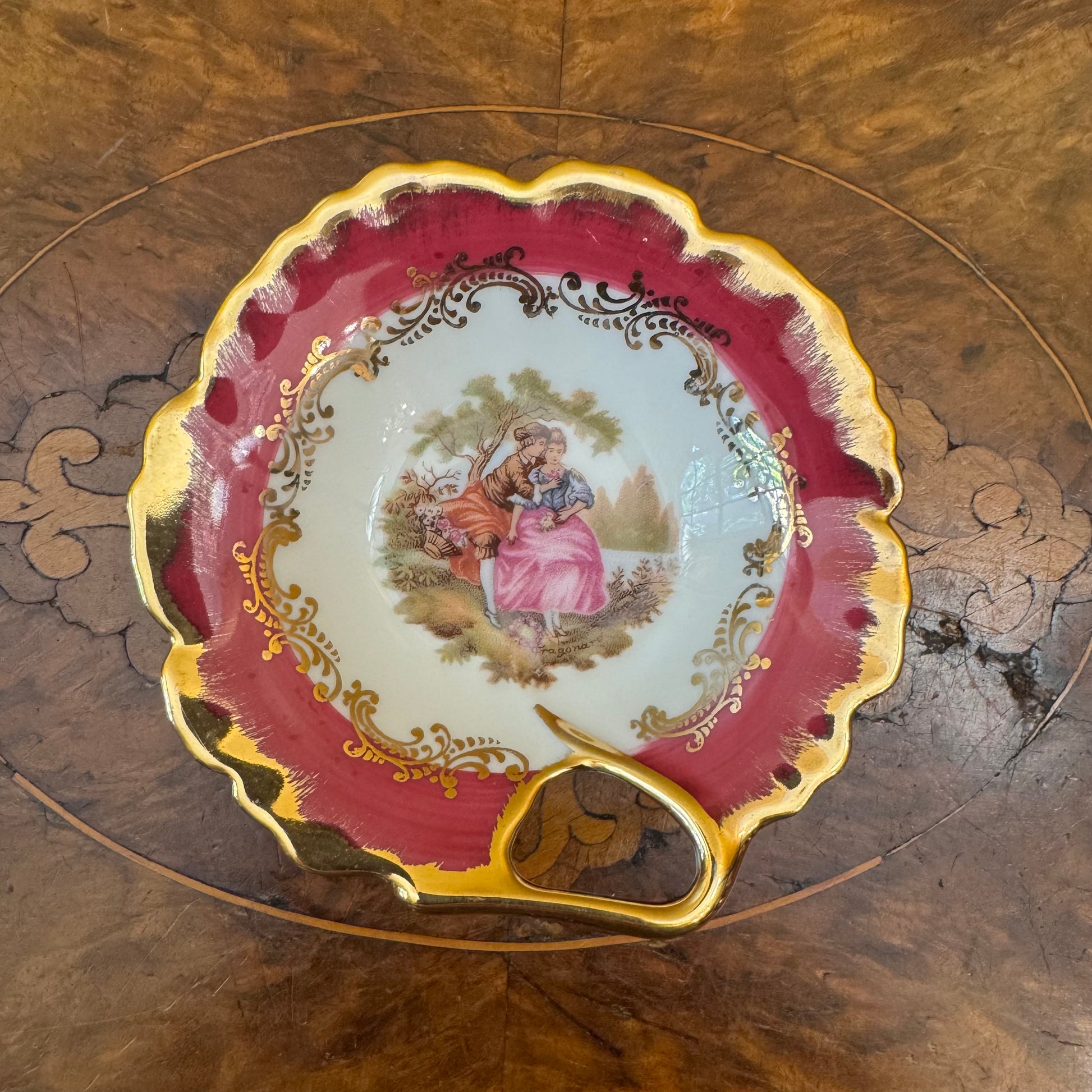 Vintage Limoges France Fragonard Courting Print Trinket Dish 