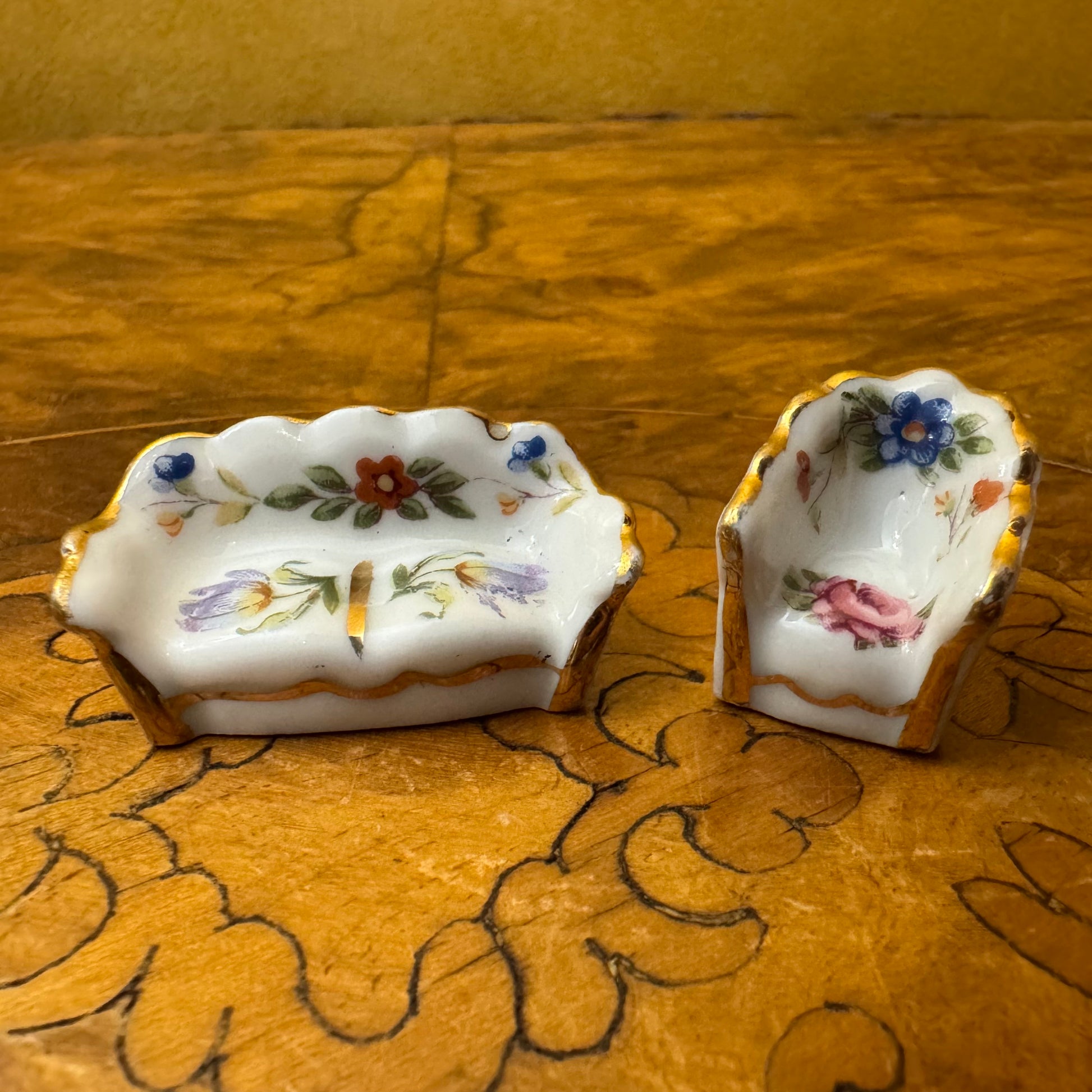 Vintage Limoges Miniature Lounge & Chair 