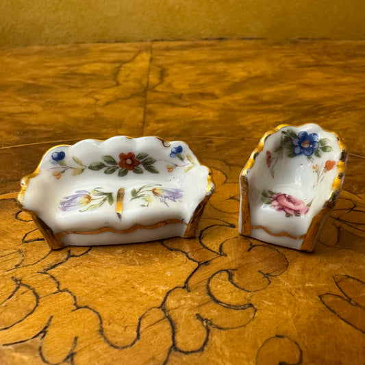 Vintage Limoges Miniature Lounge & Chair 