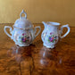Vintage Lustreware Japanese 4 Demitasse Coffe Cups & Milk & Sugar Set