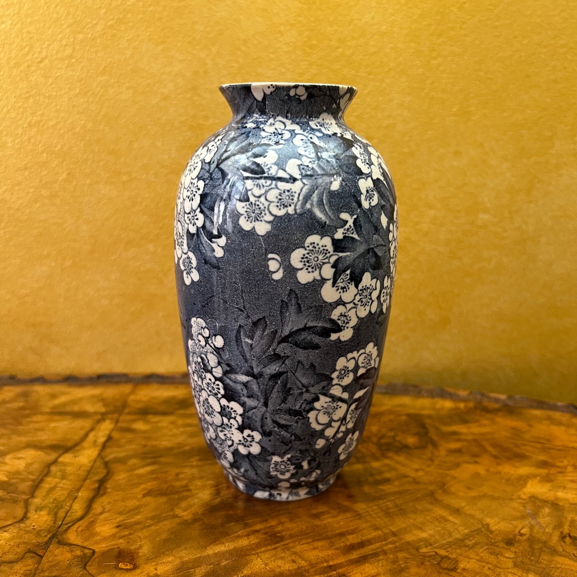 Vintage May Blossom Leighton Pottery Blue Print Vase