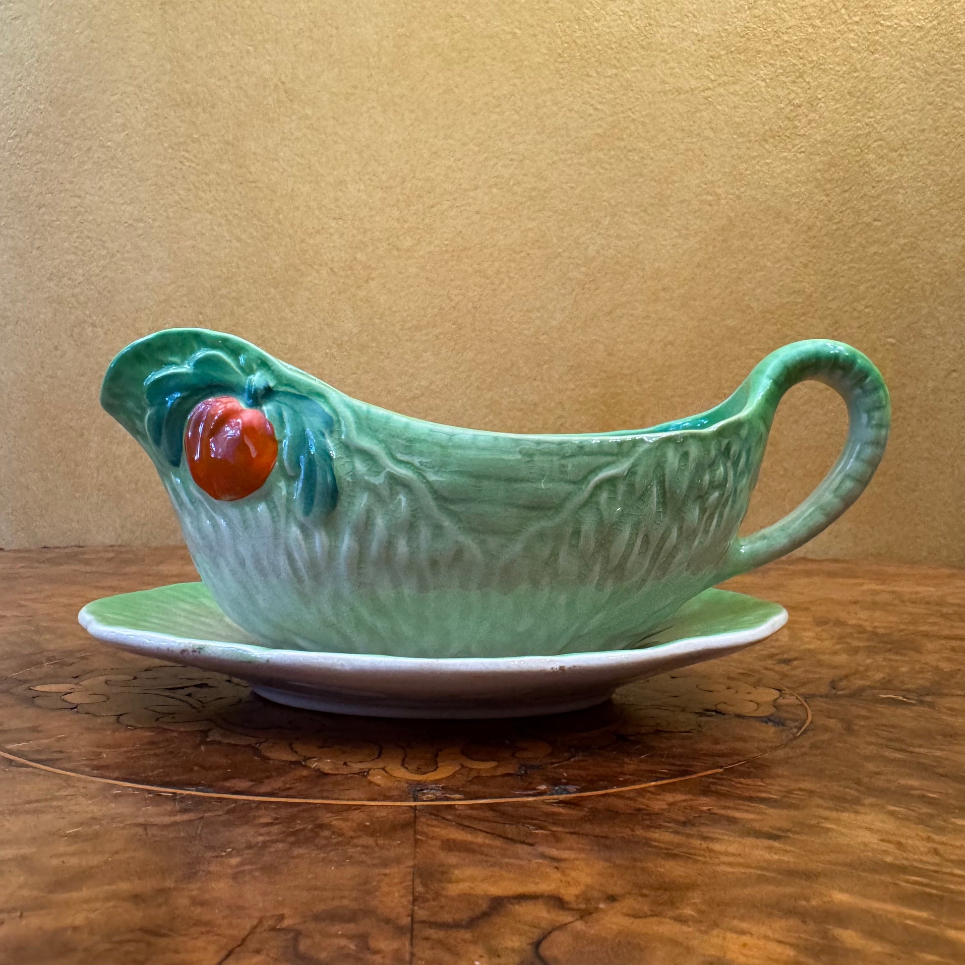 Vintage Midwinter Burslem Lettuce Leaf Gravy Boat & Tray 