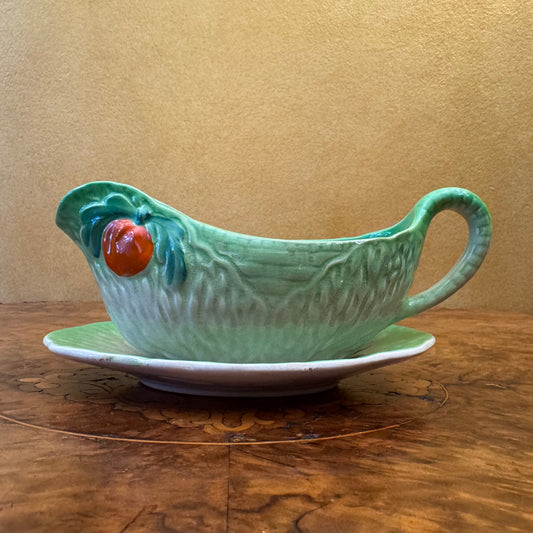 Vintage Midwinter Burslem Lettuce Leaf Gravy Boat & Tray 
