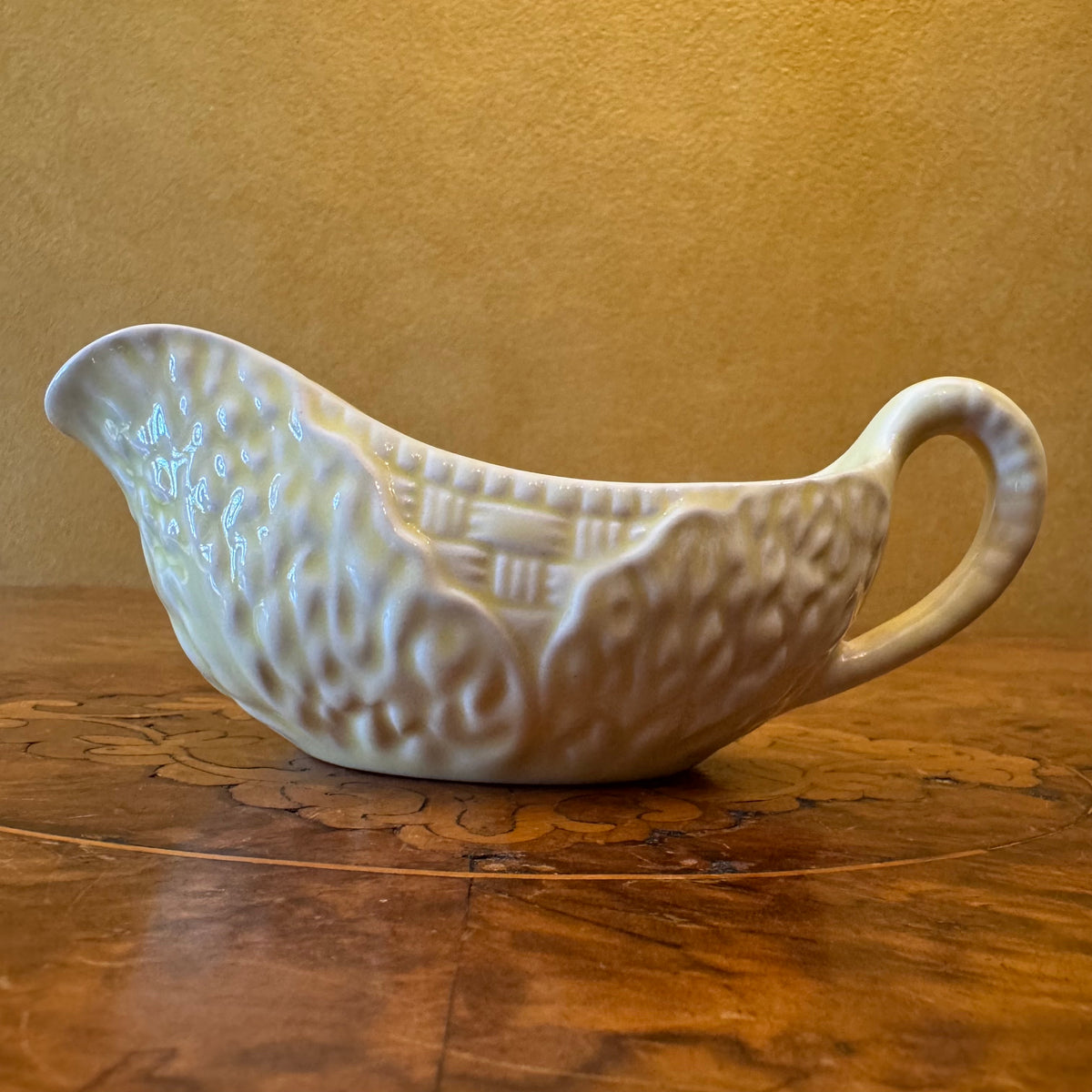 Vintage Midwinter Burslem Yellow Cabbage Leaf Gravy Boat & Saucer 