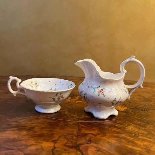 Vintage Floral Print Milk Jug & Coffee Cup