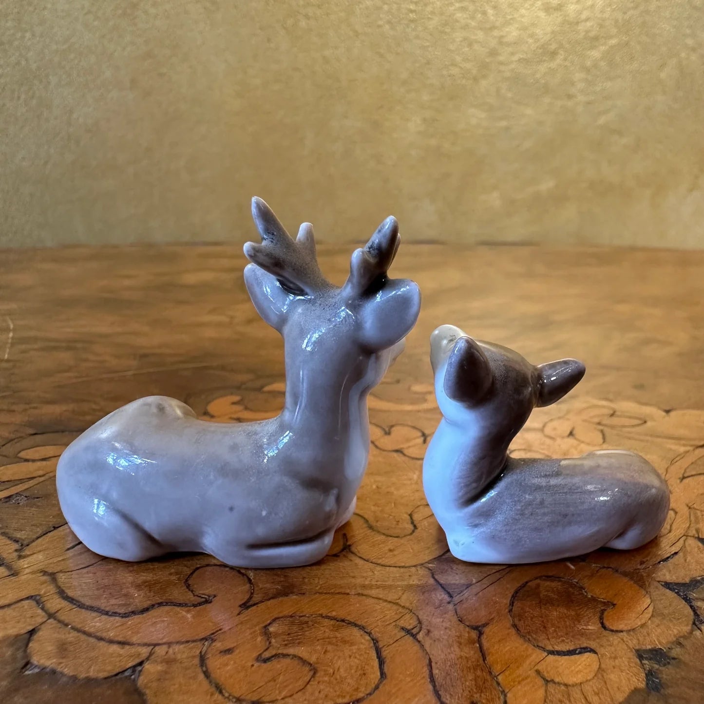 Vintage Miniature Reindeer Boy & Girl Figurines Ornaments