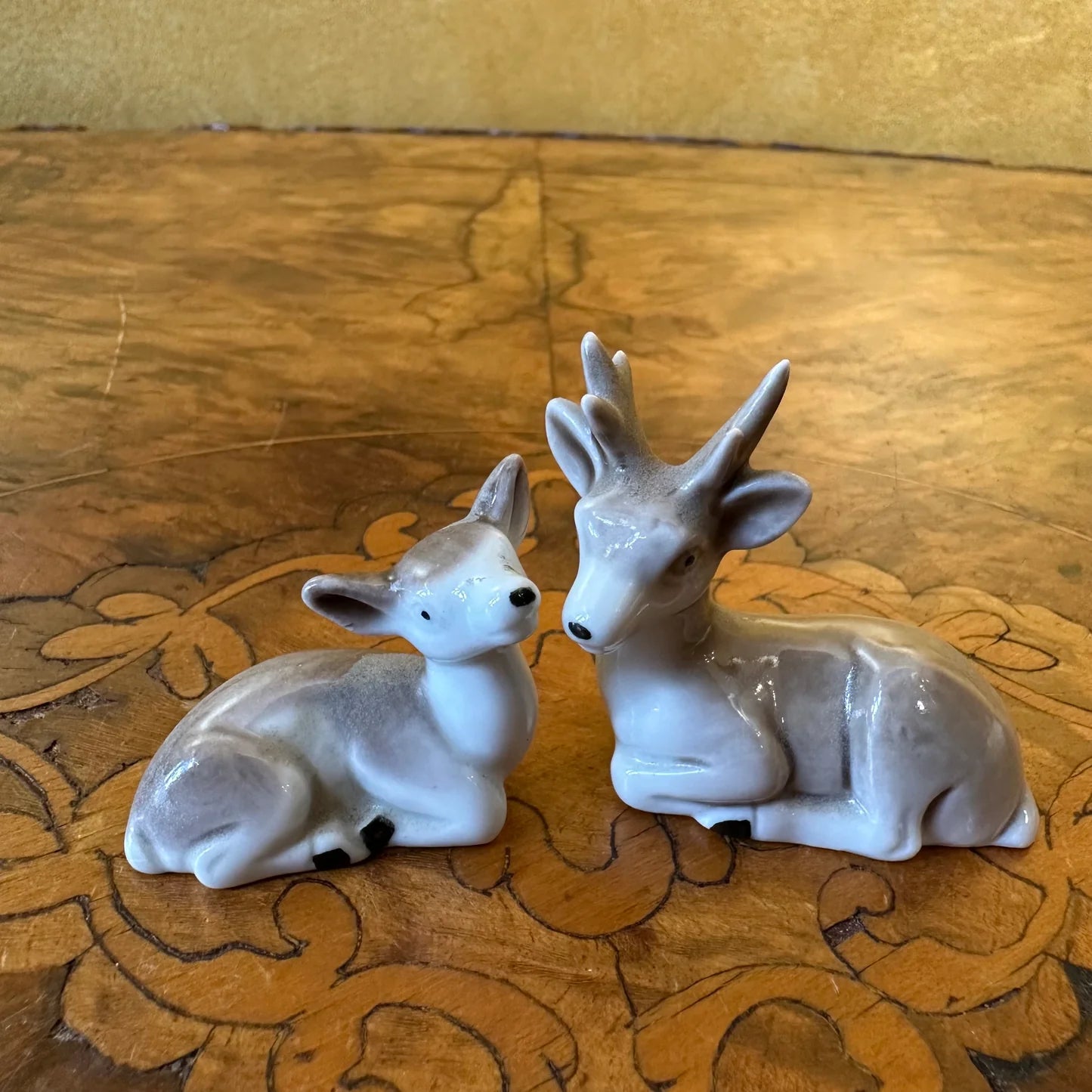 Vintage Miniature Reindeer Boy & Girl Figurines Ornaments