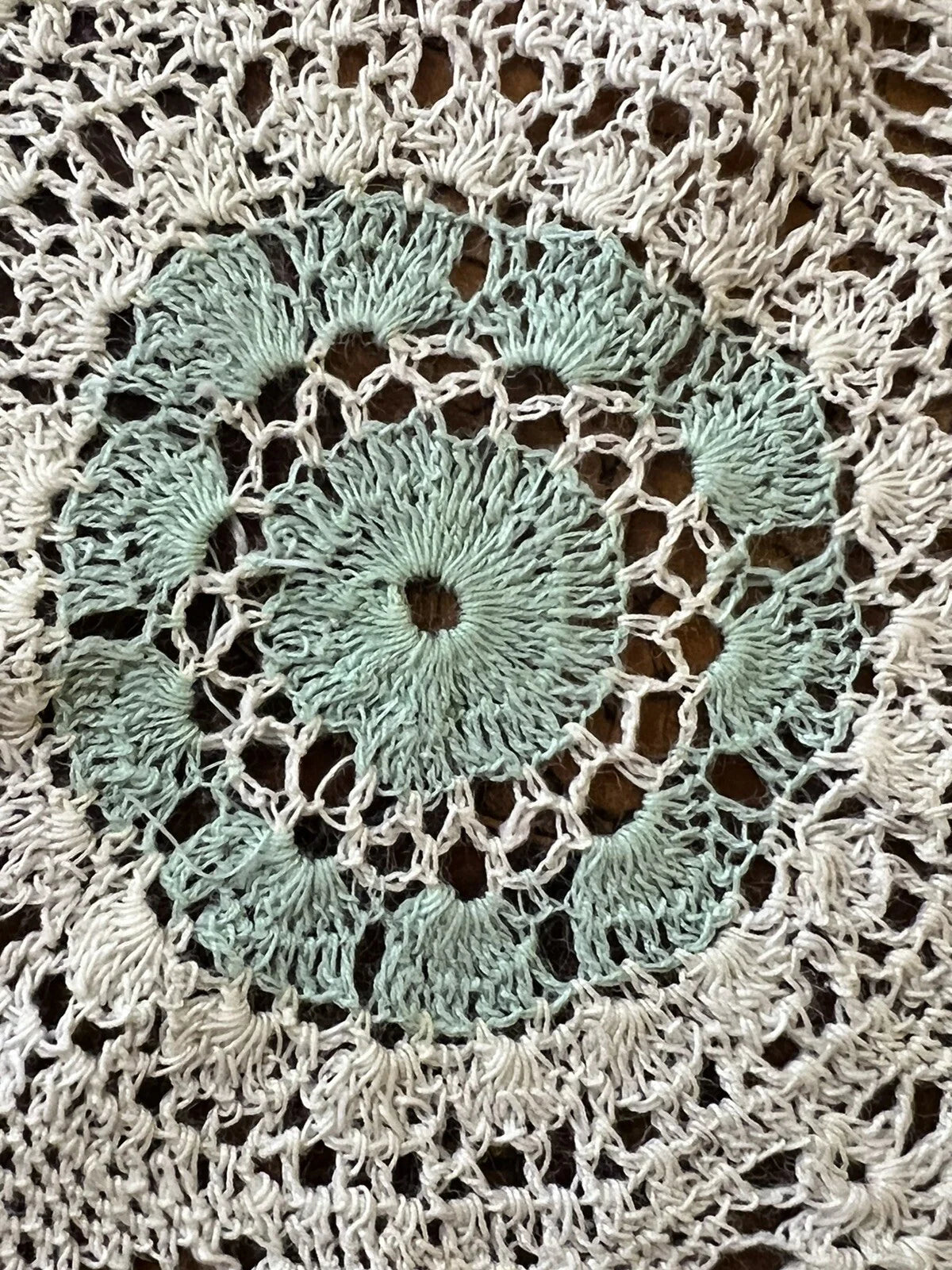 Vintage Mint White Crochet Doily Three Piece Set