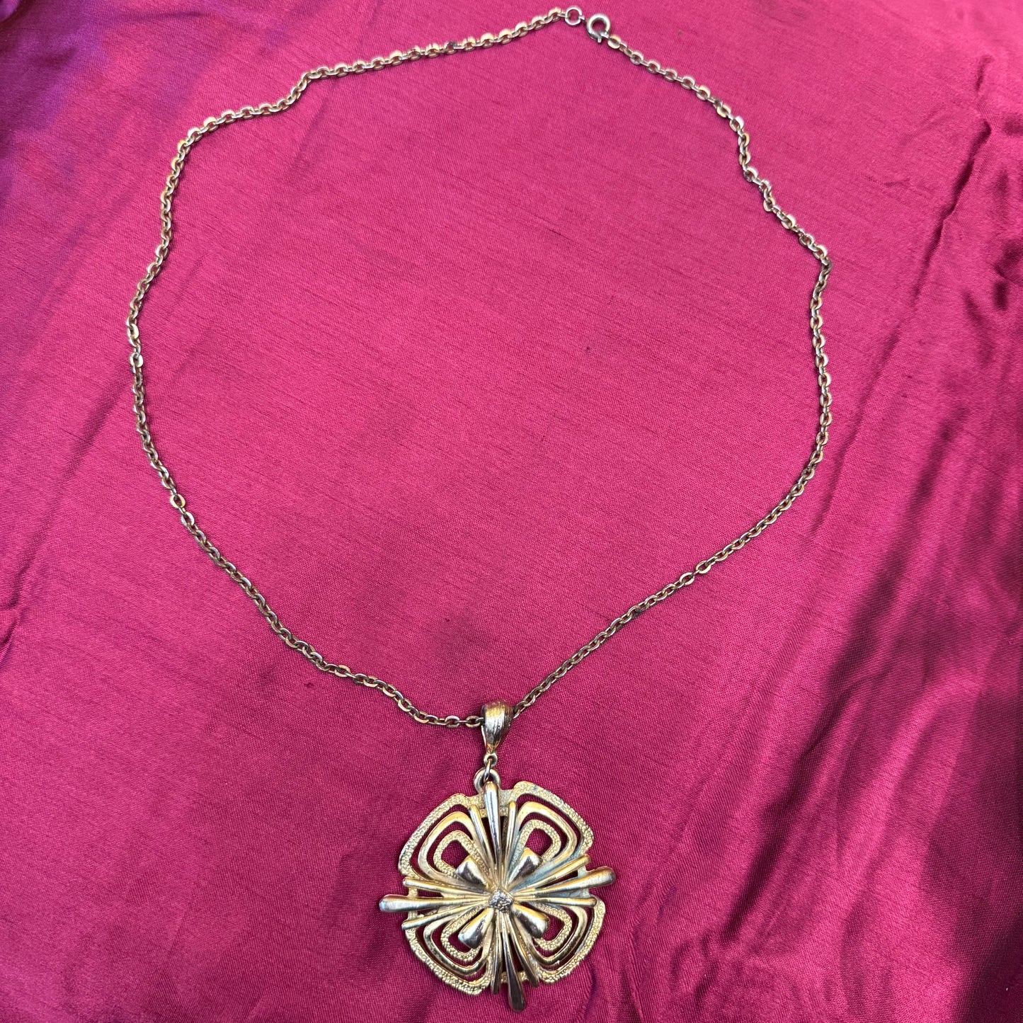 Vintage Monet Gold Tone Maltese Cross Pendant & Chain 