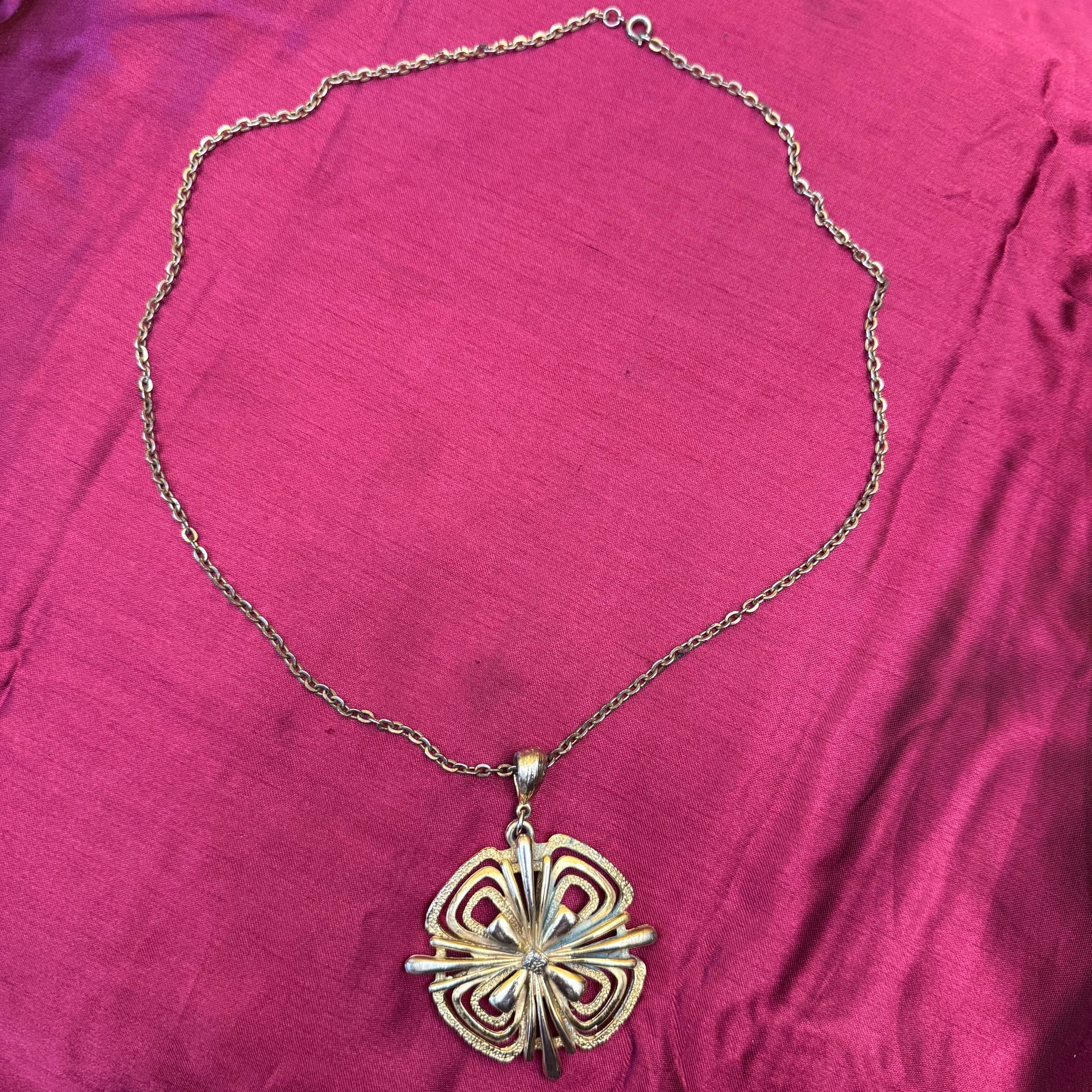 Vintage Monet Gold Tone Maltese Cross Pendant & Chain 