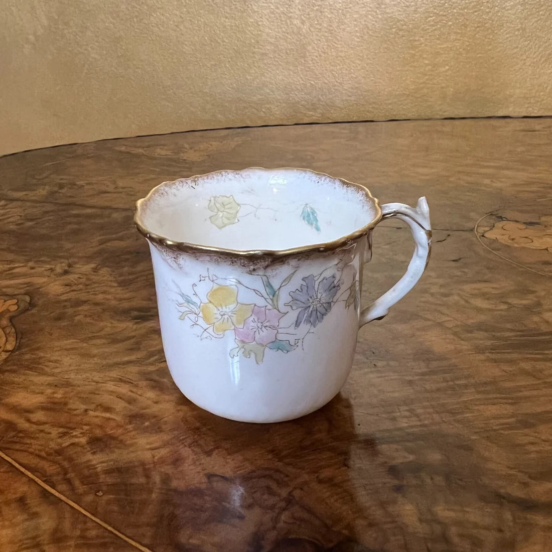 Vintage Moore Floral Demitasse Coffee Cup & Saucer Pair