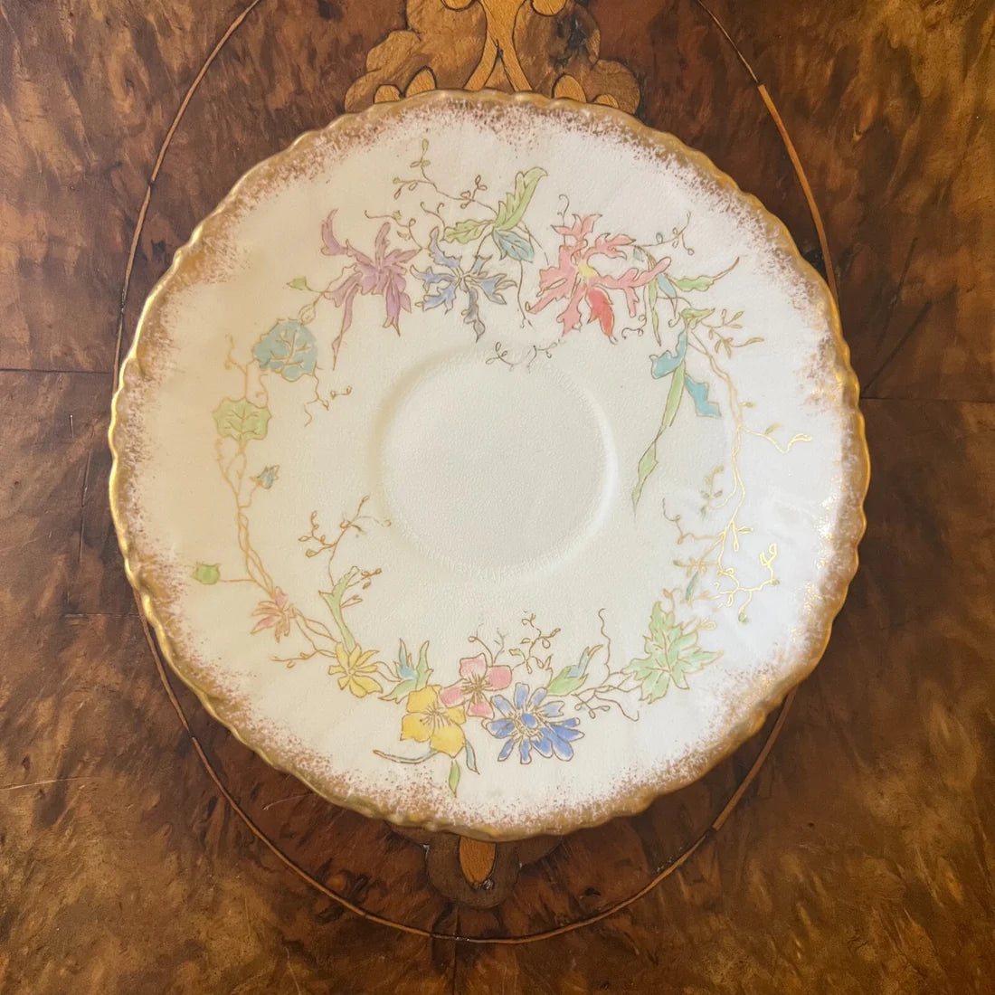 Vintage Moore Floral Demitasse Coffee Cup & Saucer Pair