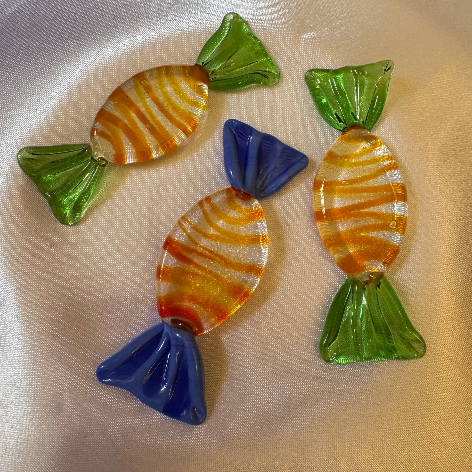 Vintage Murano Glass Candy Pieces Set Of Three