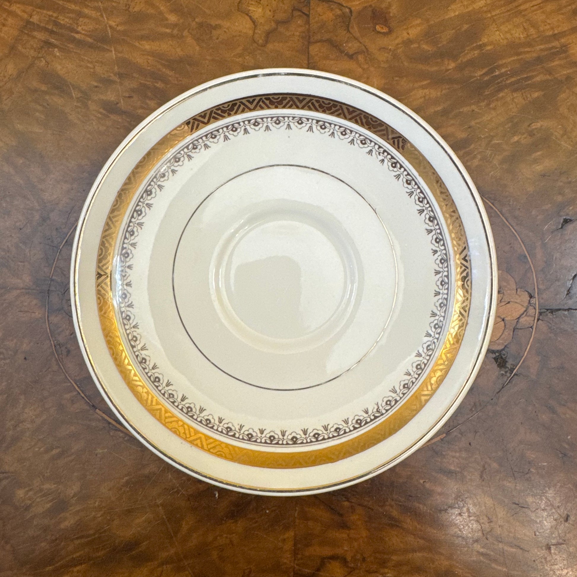 Vintage Myott Gold Print Saucer 