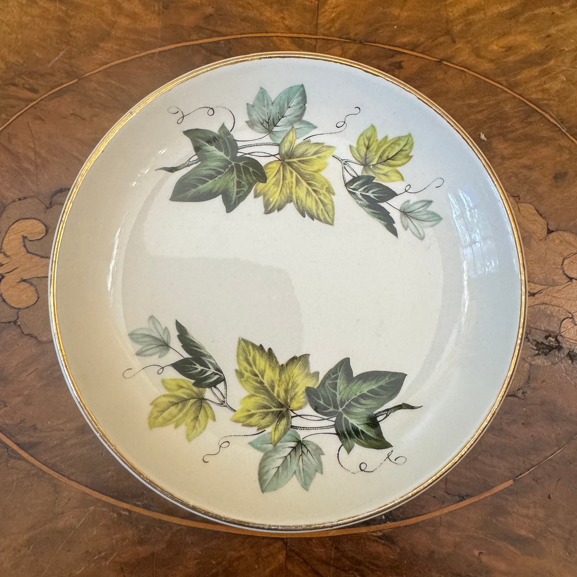 Vintage Myott Green Ivy Leaves Print Small Dish 
