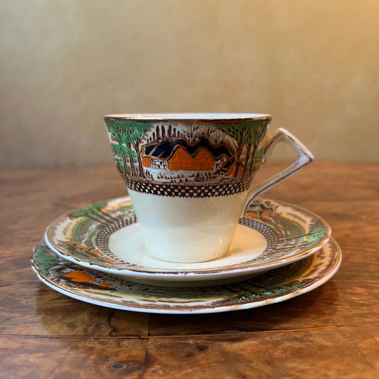 Vintage Myott & Sons Henley Countryside Tea Cup Trio Set