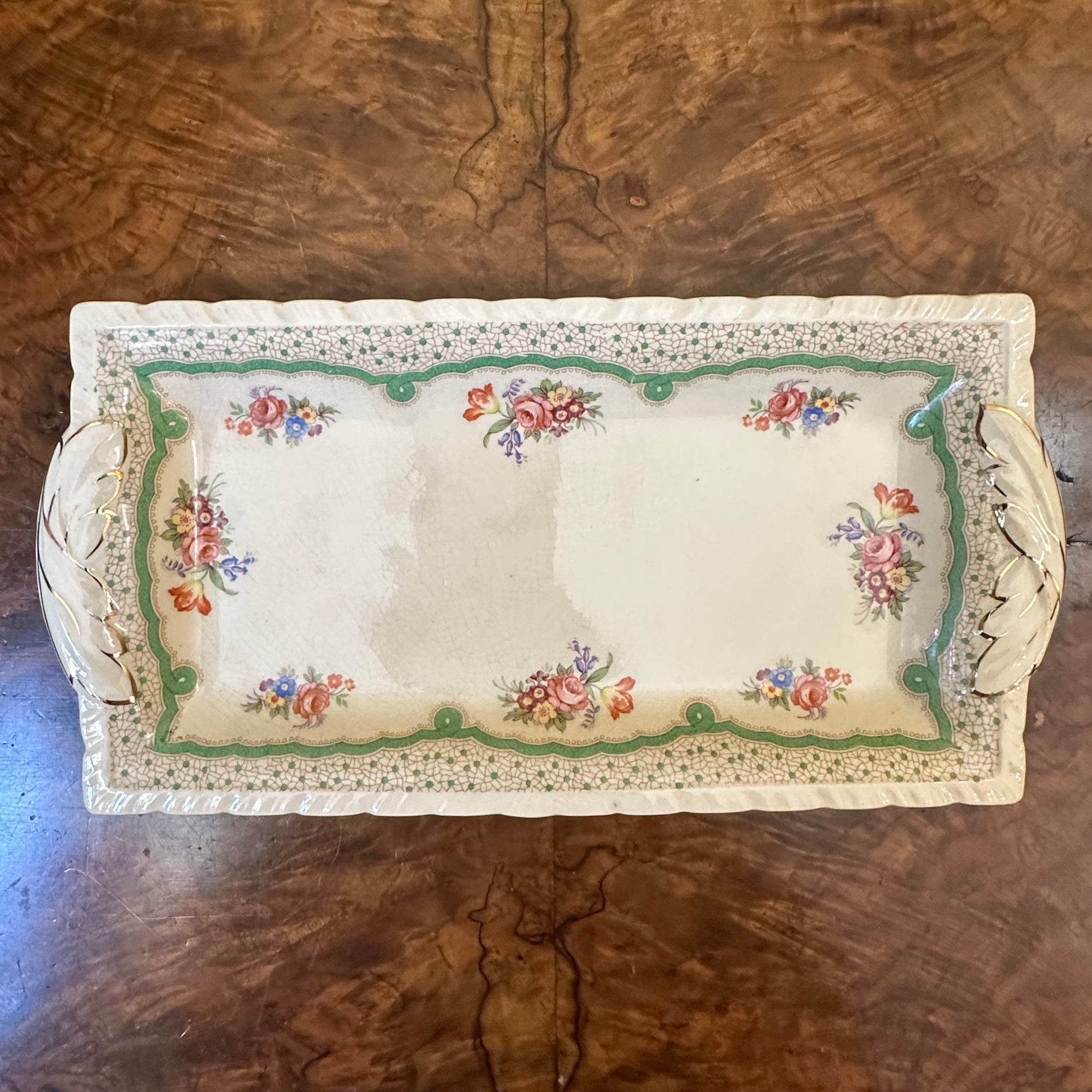 Vintage New Hall Hanley Floral Sandwich Tray Platter 