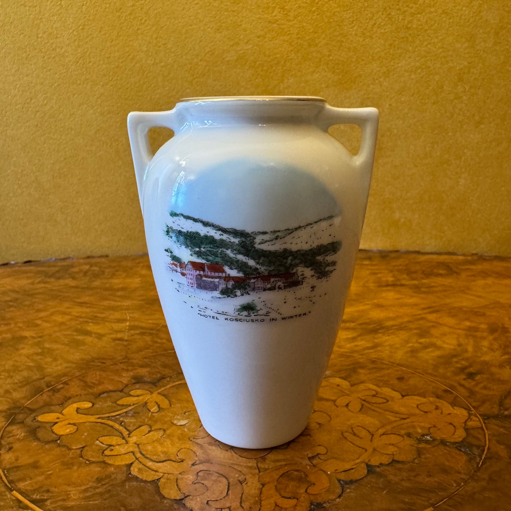 Vintage Noritake Hotel Kosciusko In Winter Print Small Vase 
