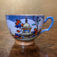 Vintage Oriental Print Tea Cup Trio Set