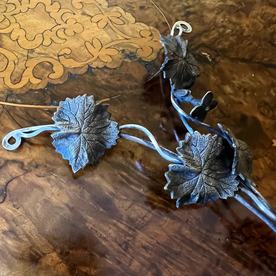 Vintage Ornate Leaves Hanging Ornament Pair