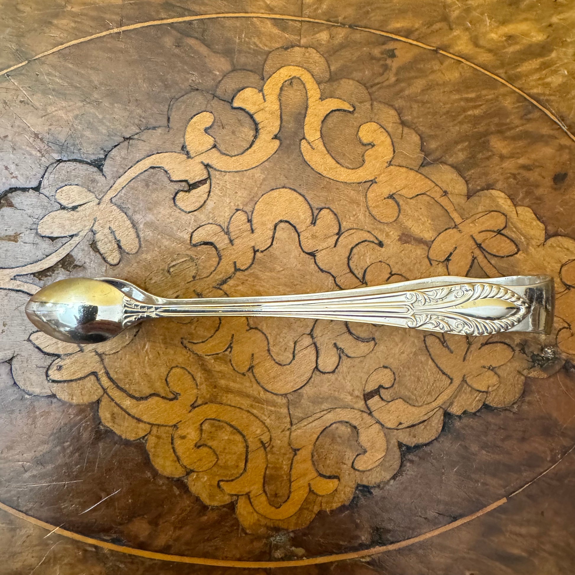Vintage Ornate Silver Plated Sugar Tongs 