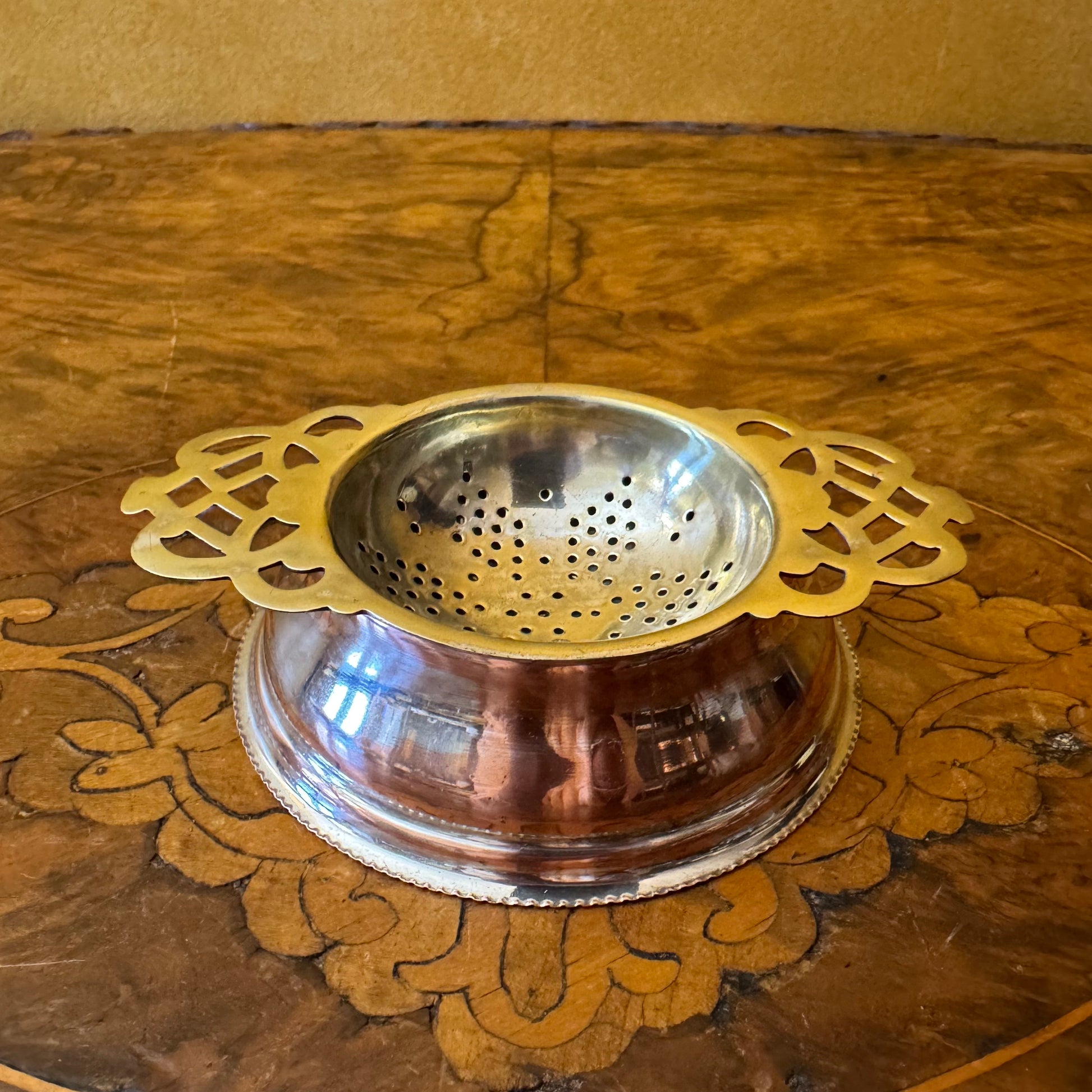 Vintage Perfection Silver Plate Tea Strainer & Dish 