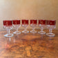 Vintage Pink Cranberry King's Crown Ruby Thumbprint Tiffin Glassware Drinking Glasses Cups Set Of Six 