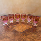 Vintage Pink Glass Gold Floral Shot Glasses Set 
