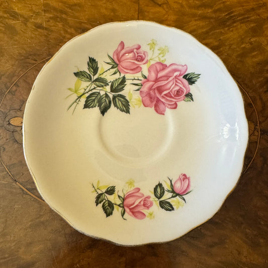 Vintage Pink Rose Print Saucer 