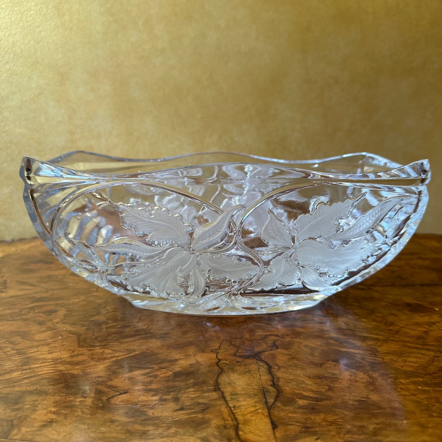 Vintage Polish Irena Crystal Irises Bowl
