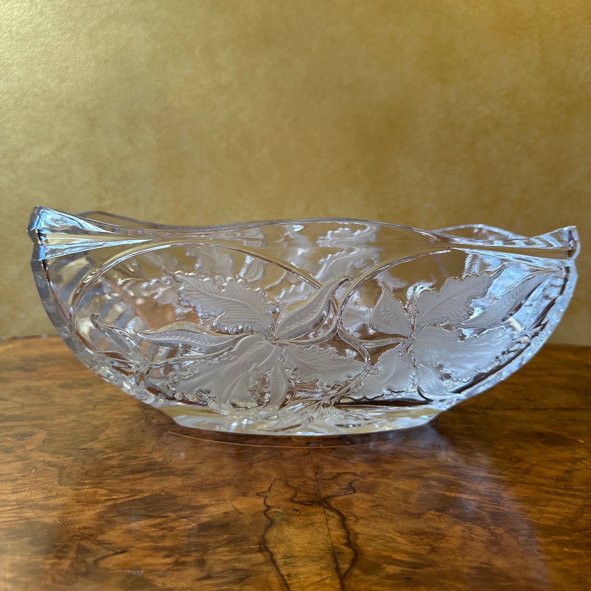 Vintage Polish Irena Crystal Irises Rectangle Bowl