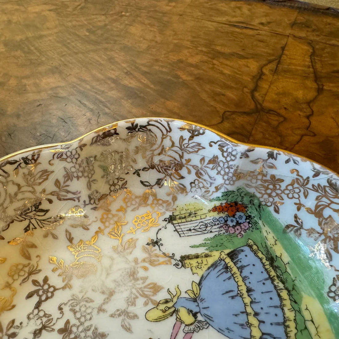 Empire Porcelain Lady in Flower Garden Dish