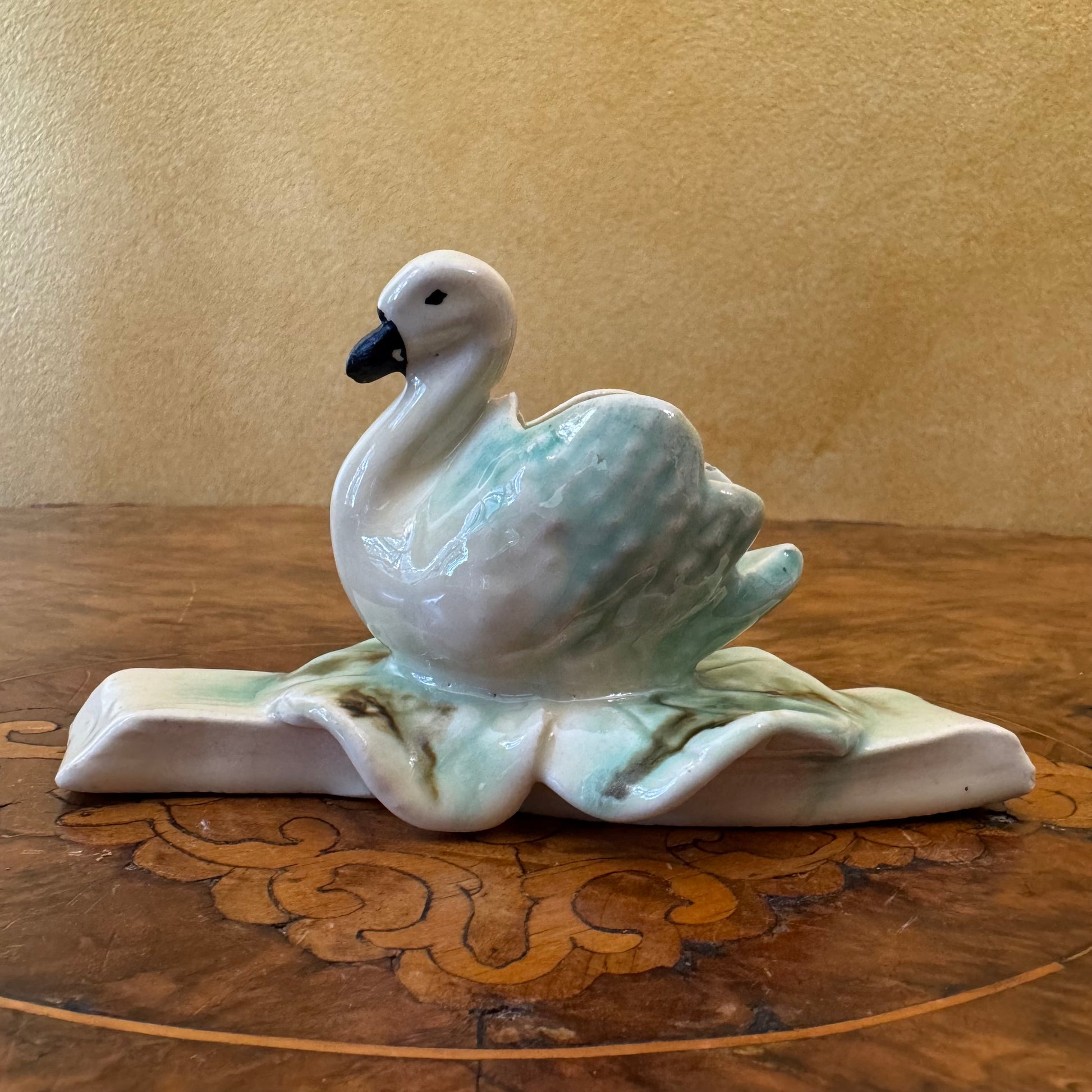 Vintage Porcelain Swan Figurine Ornament