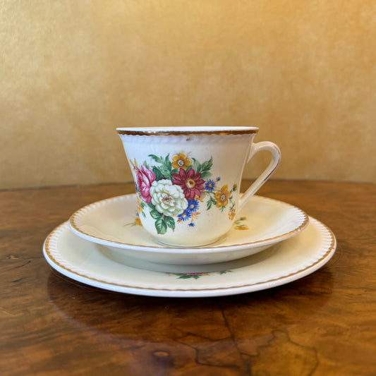 Vintage Portland Pottery Cobridge Tea Cup Trio Set 