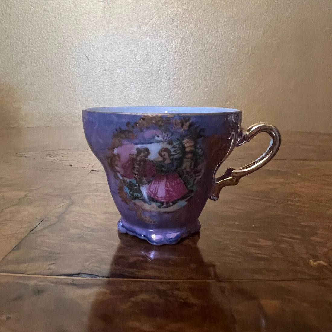 Vintage Purple Pearl Courting Print Demitasse Coffee Set
