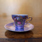 Vintage Purple Pearl Courting Print Demitasse Coffee Set