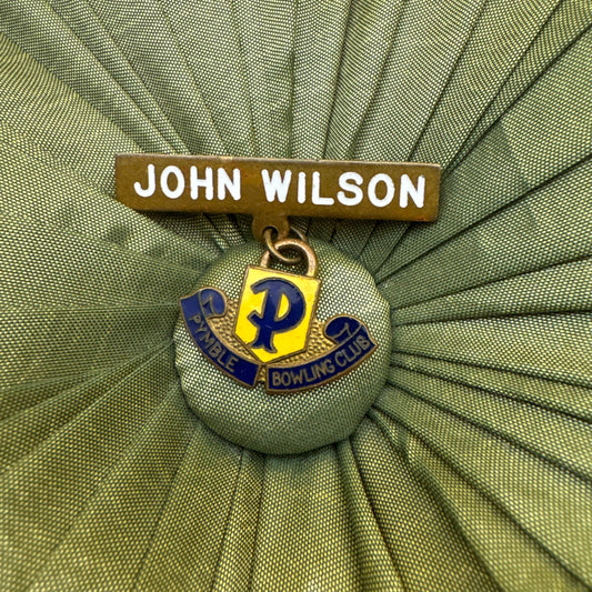 Vintage Pymble Bowling Club Pin Badge John Wilson 