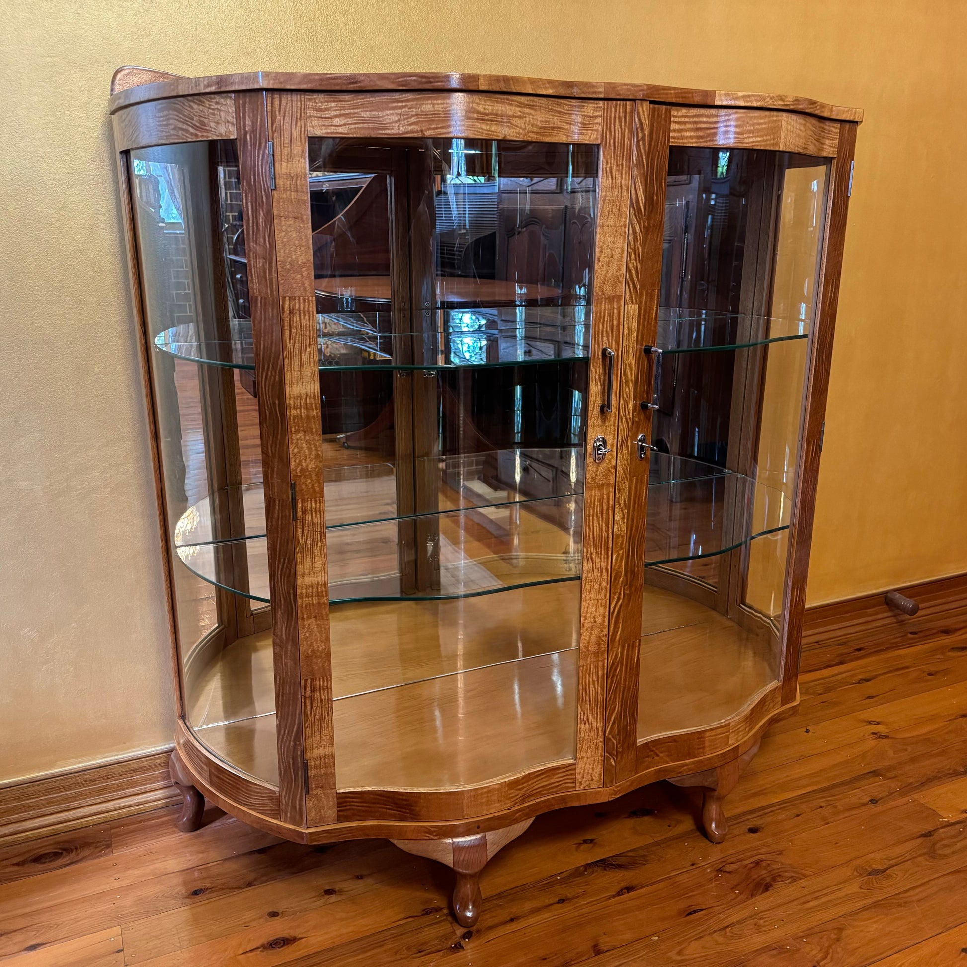 Vintage Queen Anne Glass Display Cabinet 