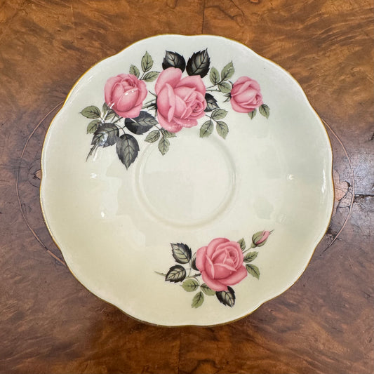  Vintage Queen Anne Pink Rose Saucer 