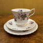 Vintage Queen Anne Violets Print Tea Cup Trio 