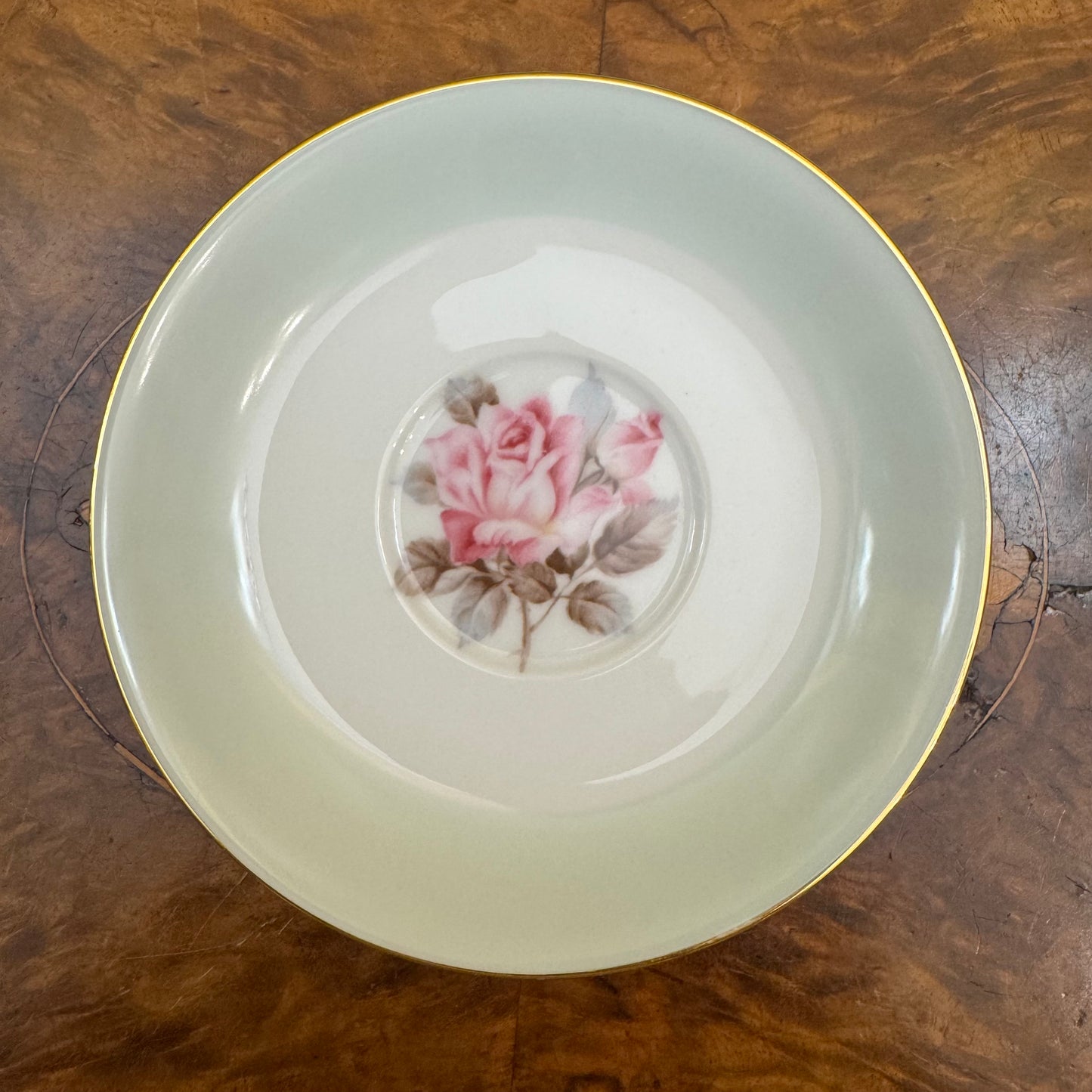 Vintage RC Japan Mint & Floral Print Saucer 