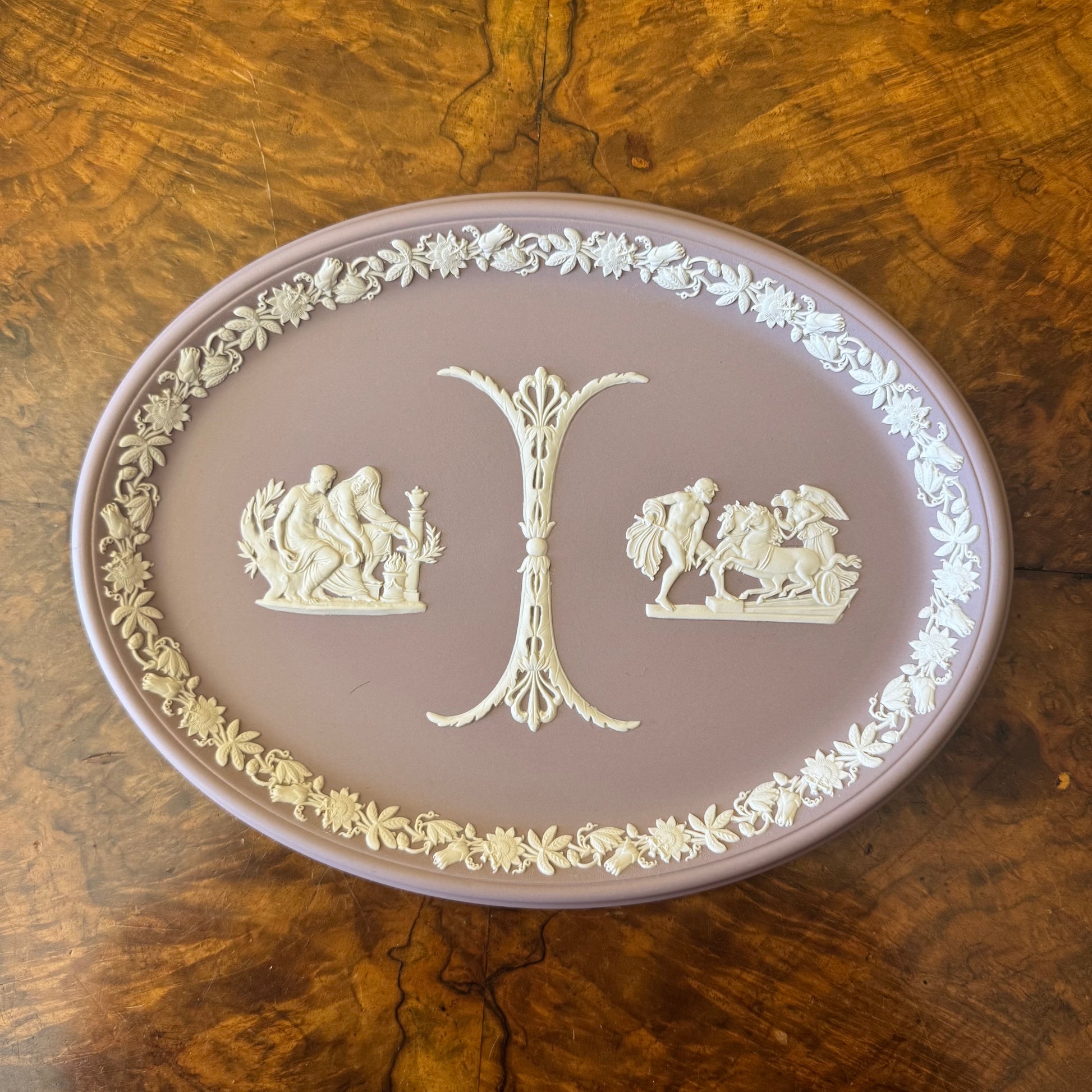 Vintage Rare Wedgwood Lilac Jasperware Asclepius And Ulysses Plaque