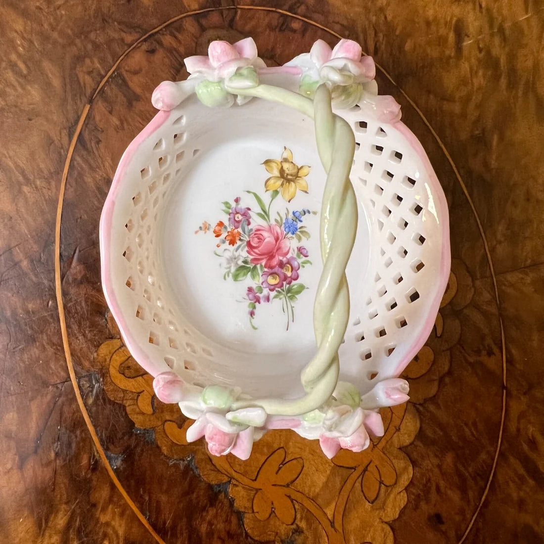 Regal Collection Floral Print Mini Porcelain Basket
