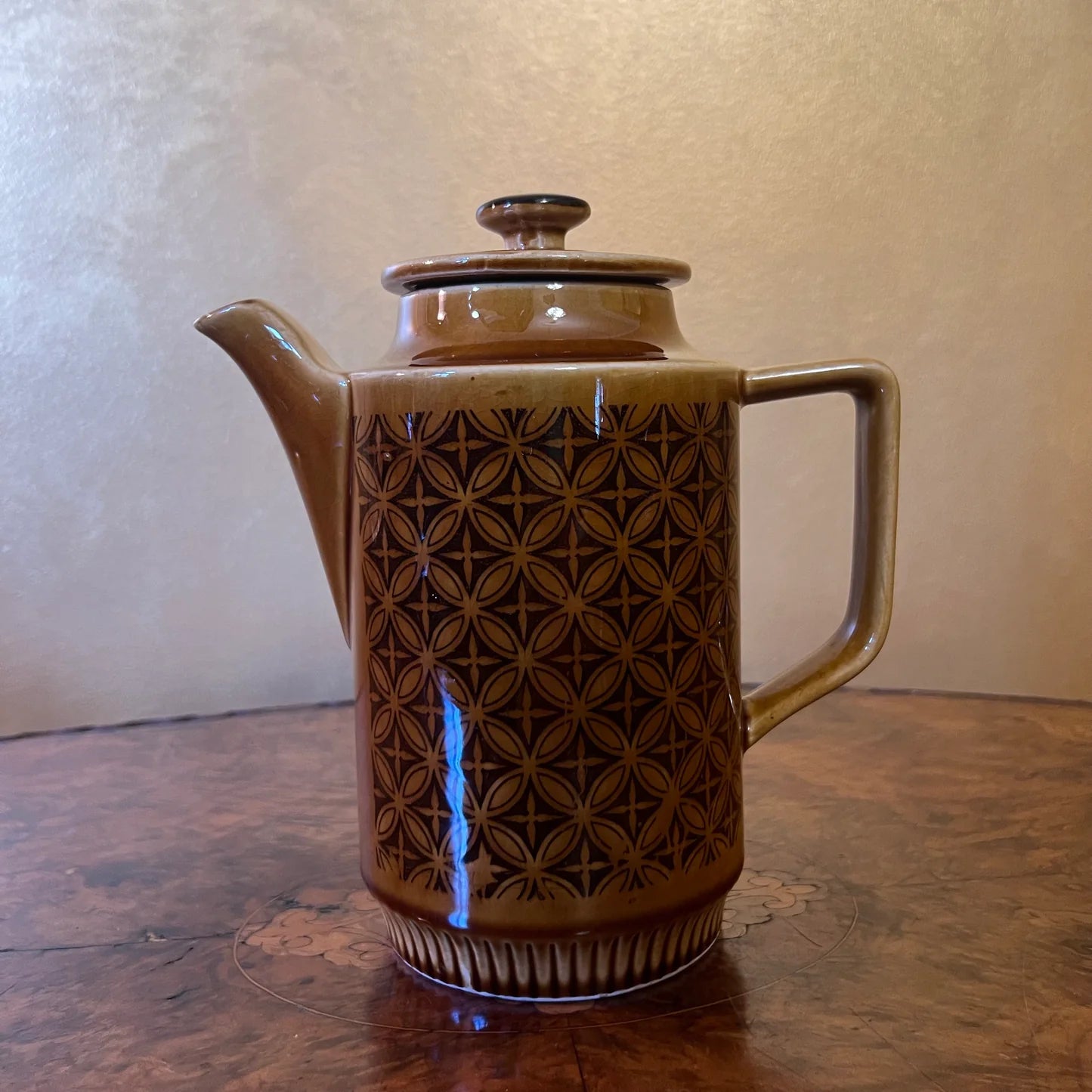 Vintage Retro Japanese 1970s Brown Circle Coffee Pot