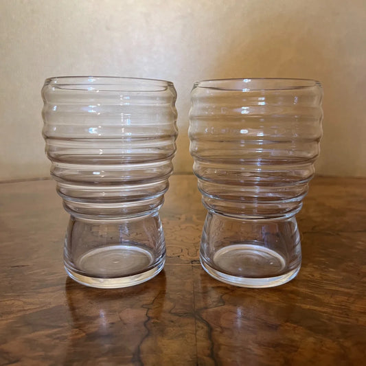 Vintage Ribbed Drinking Glasses Pair